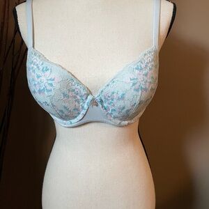 Body by Victoria lined Demi. 
Floral Lace Underwire Bra - Green and Pink